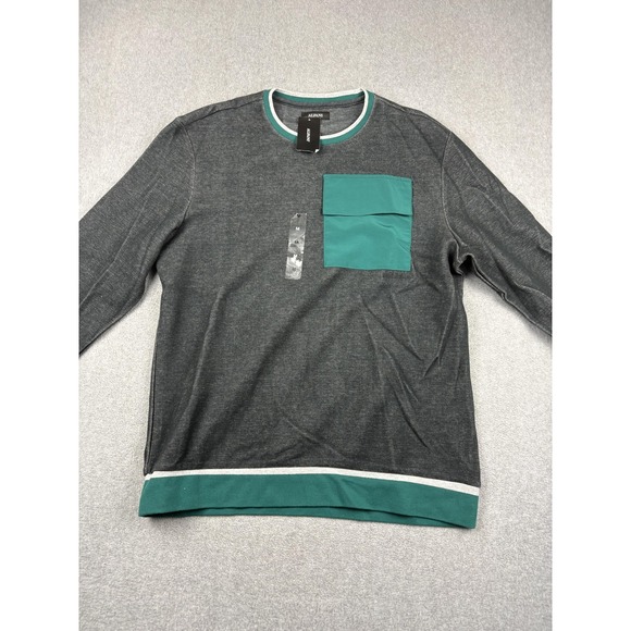 Alfani Other - Alfani Sweater Mens Medium Gray Green Pocket Crewneck Stretch Pullover Onyx New